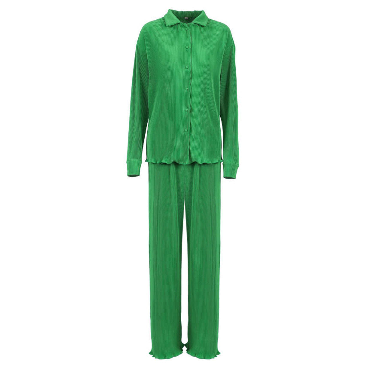 Green wide leg and shirt set