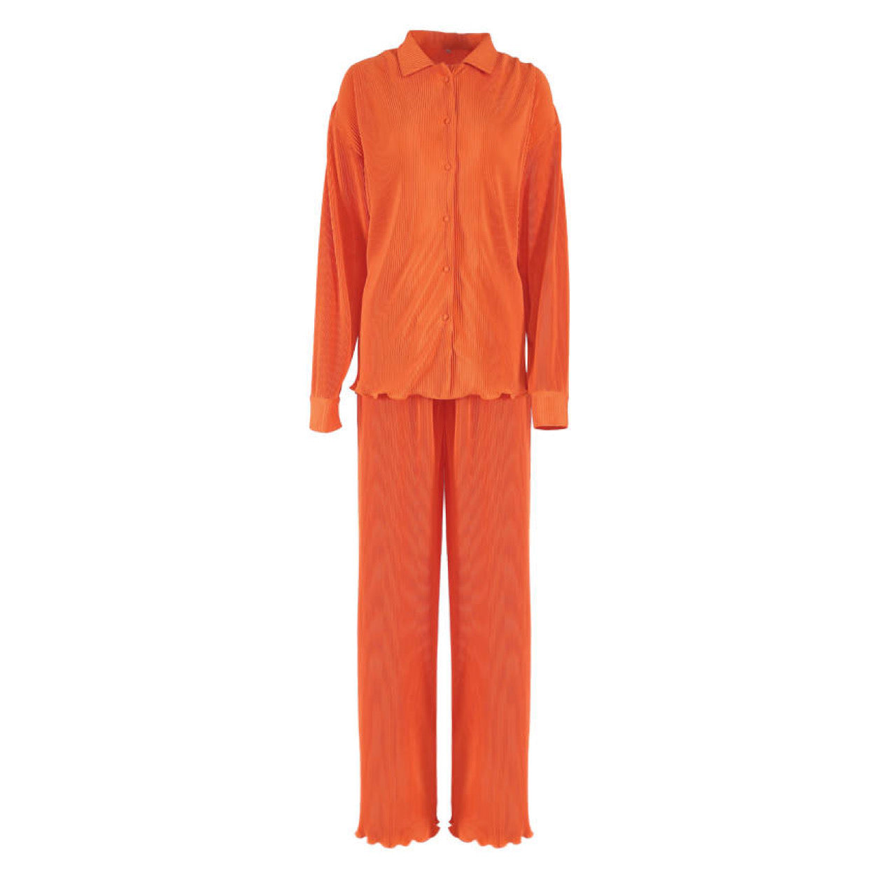 Orange wide leg and shirt set