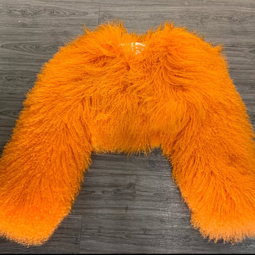 An orange fur coat